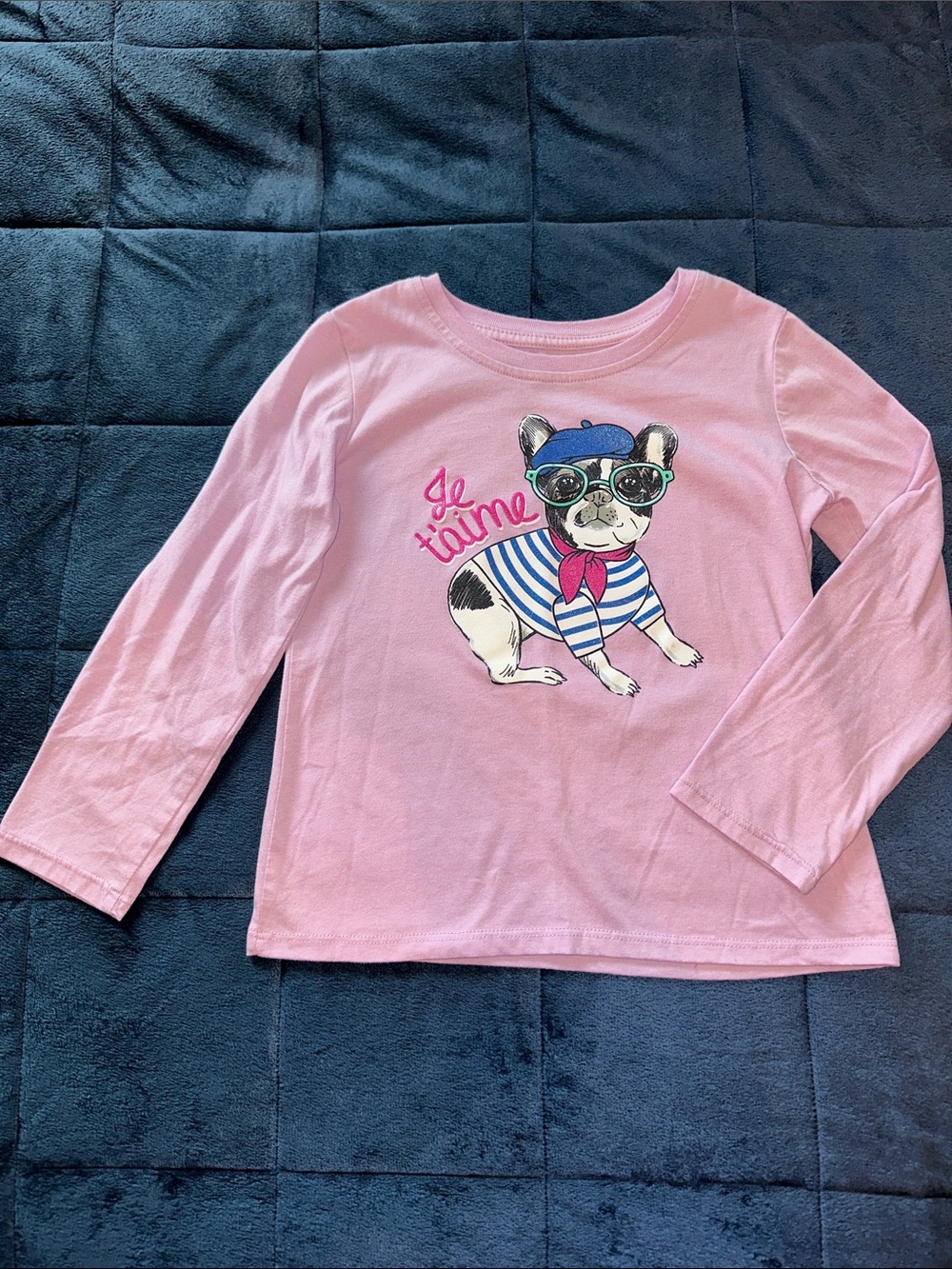 Girls' Lilac Long-Sleeve French Bulldog Graphic Tee - 7